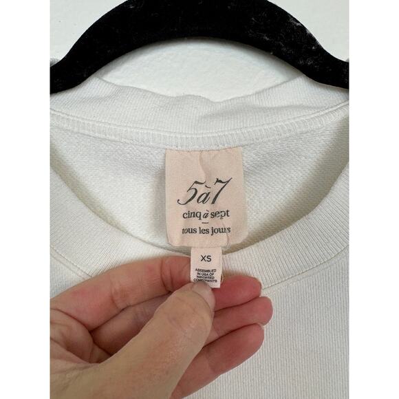 Cinq a Sept Bonjour Smiley Face Crewneck Sweatshirt XS - Picture 2 of 5